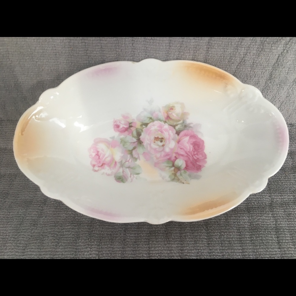 Schumann Bavaria Oval Bowl 7 5/8” Pink Flowers